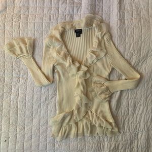 Velvet accent clasp sweater